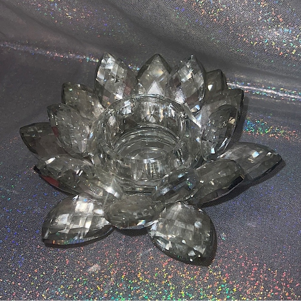 Crystal tea light holder shiny silver mirrored stunning luxury candle decor - Picture 2 of 5
